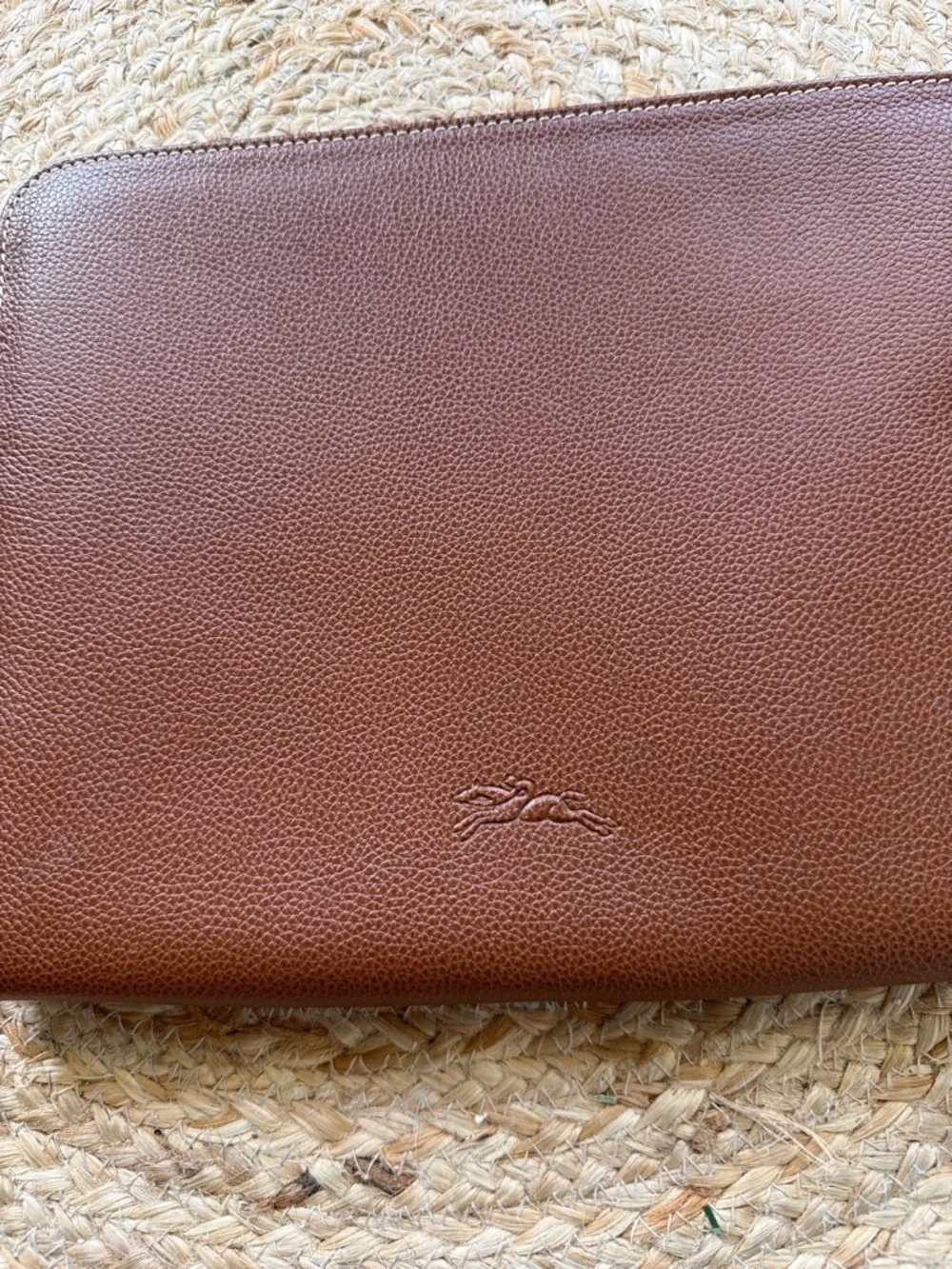 Longchamp Cognac Brown Leather iPad Case
